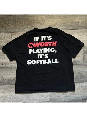Vintage Worth Softball Men's L Tee Shirt Powercell Bat "If It's Worth Playing"